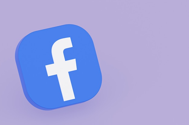 Facebook application logo 3d rendering on Purple background