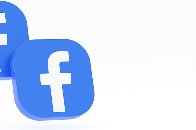 Facebook application logo 3d rendering on white background