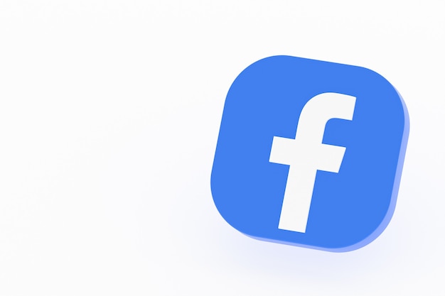 Facebook application logo 3d rendering on white background