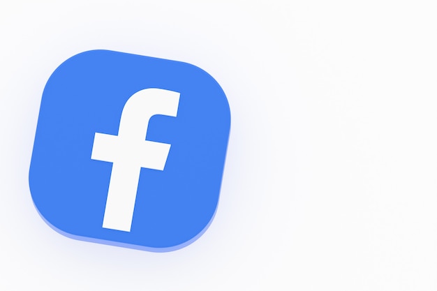 Facebook application logo 3d rendering on white background