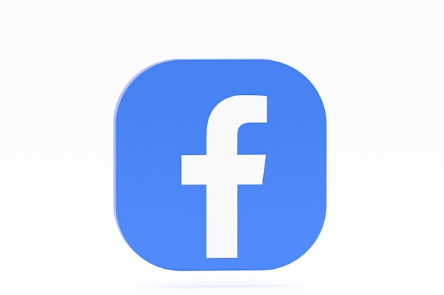 Facebook application logo 3d rendering on white background