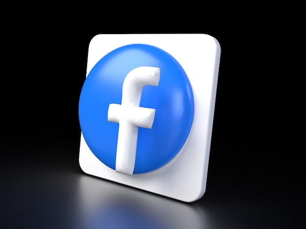 Значок с логотипом в виде круга Facebook 3D Премиум фото 3D Глянцевая матовая визуализация