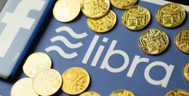 Facebook en Libra-logo, nieuwe elektronische valuta.