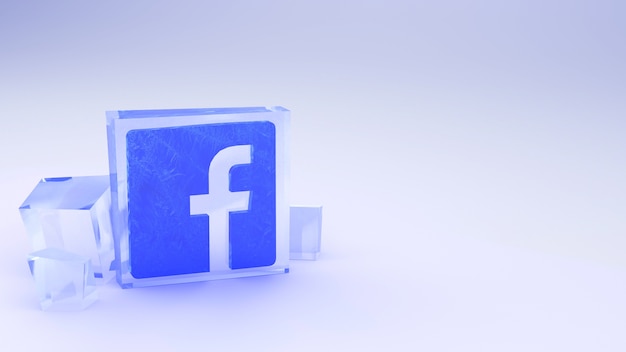 Facebook icon in ice on a gray