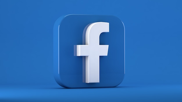 무딘 가장자리가있는 사각형의 파란색에 고립 된 Facebook 아이콘