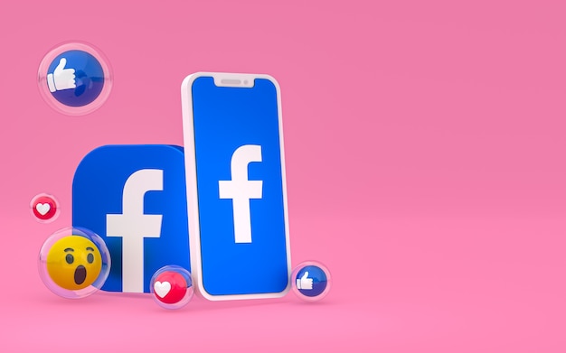 Facebook icon on screen smartphone and facebook reactions