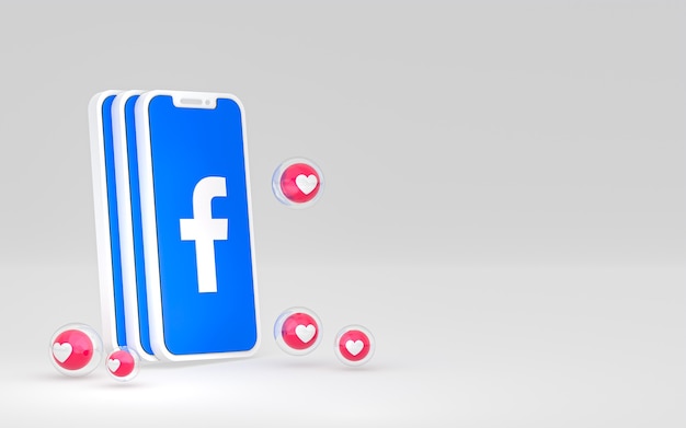 Facebook icon on screen smartphone and facebook reactions