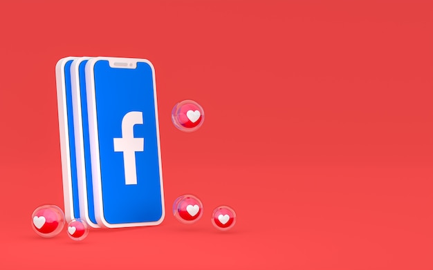 Facebook icon on screen smartphone and facebook reactions 