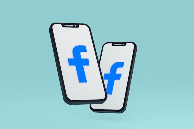 Facebook icon on screen smartphone or mobile phone 3d render