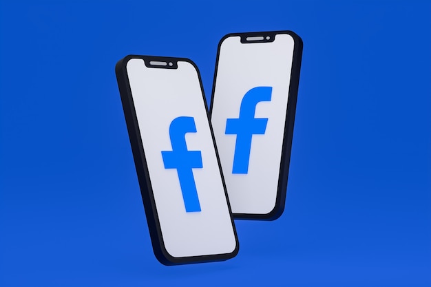 Icona di facebook sullo schermo dello smartphone o del telefono cellulare 3d render