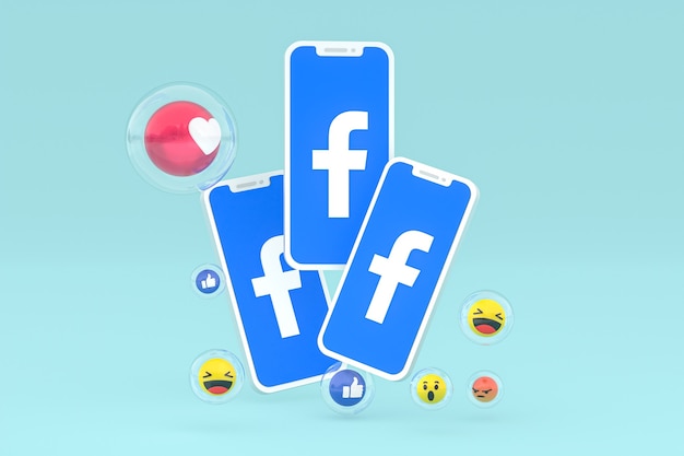 Facebook icon on screen smartphone or mobile phone 3d render