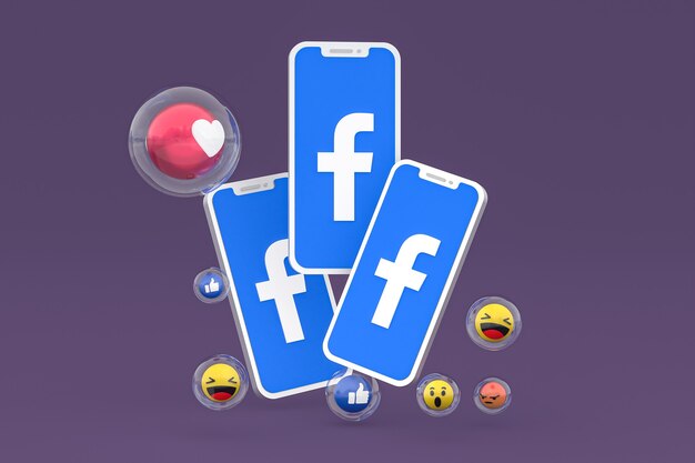 Facebook icon on screen smartphone or mobile phone 3d render