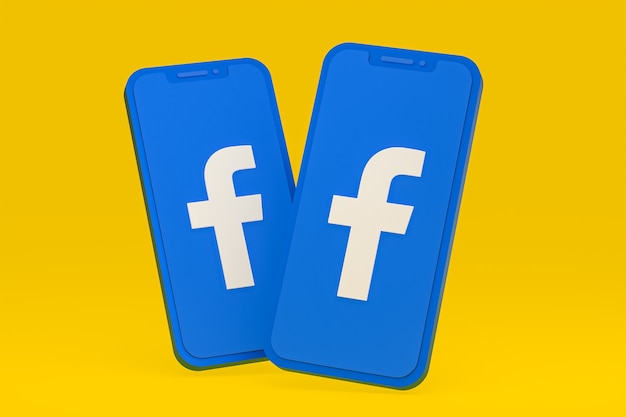 Facebook icon on screen smartphone or mobile phone 3d render