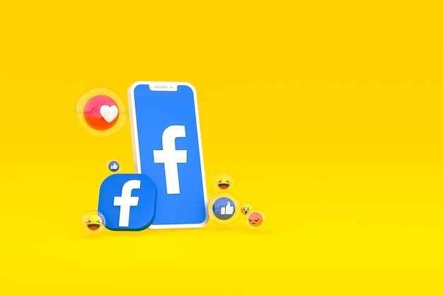 Facebook icon on screen smartphone or mobile phone 3d render