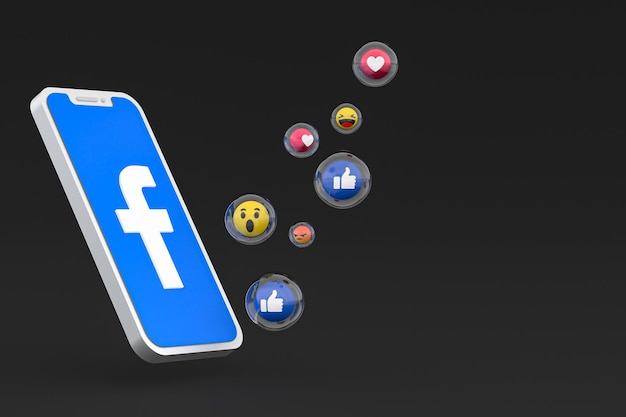 Facebook icon on screen smartphone or mobile phone 3d render