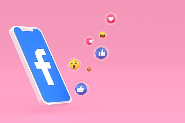 Facebook icon on screen smartphone or mobile phone 3d render