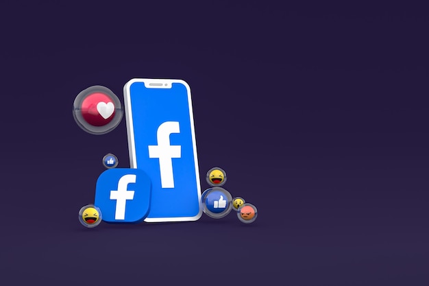 Facebook icon on screen smartphone or mobile phone 3d render