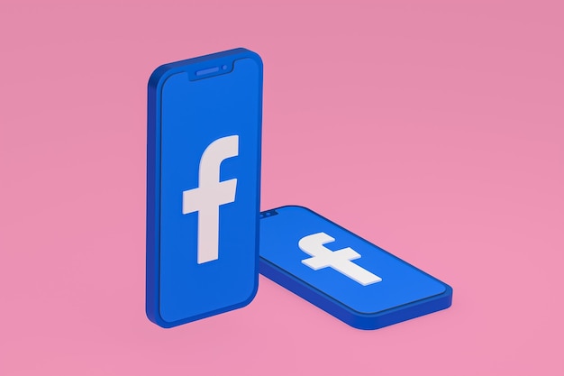 Facebook icon on screen smartphone or mobile phone 3d render