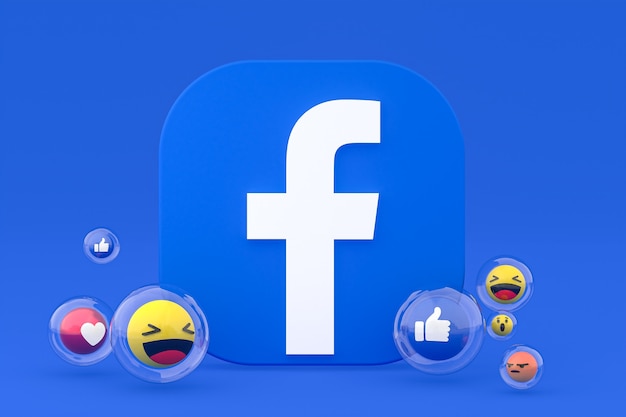 Foto icona di facebook con rendering 3d di emoji