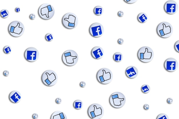 Facebook-iconen en blauwe likes op een witte achtergrond