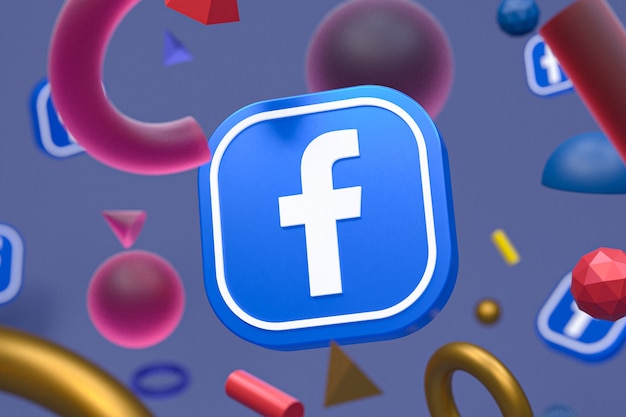 Facebook ig logo on abstract geometric background
