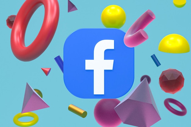 Facebook ig logo on abstract geometry background