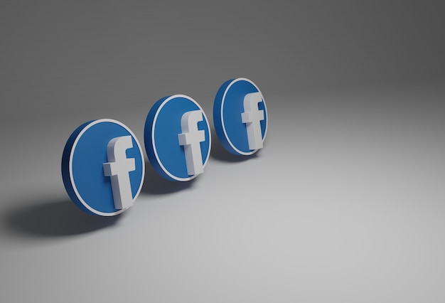 Facebook-logo in wit en blauw geïsoleerd op de achtergrond, alles in 3d.