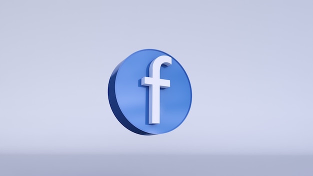 Facebook-logo minimaal eenvoudig ontwerpsjabloon. kopieer ruimte 3D-rendering