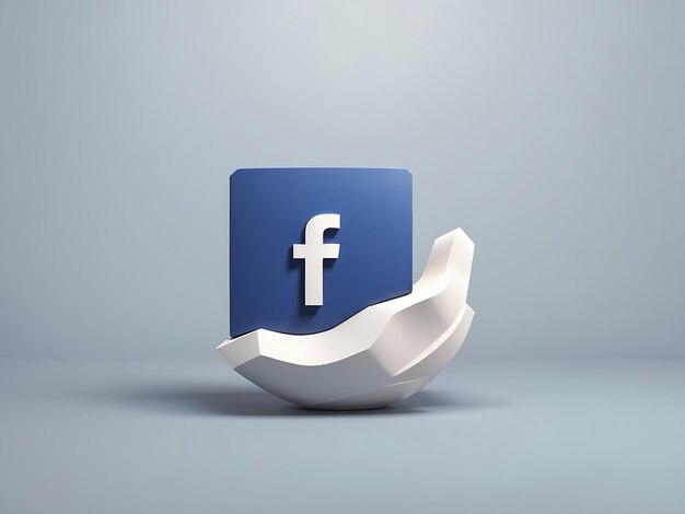 Facebook Logo Minimal Simple Design Template Copy Space 3D