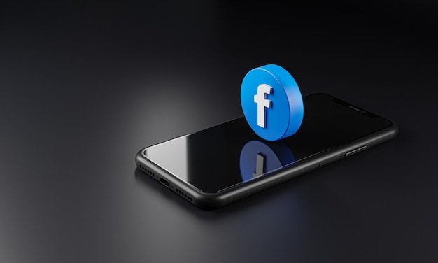 Foto facebook-logo pictogram via smartphone, 3d-rendering