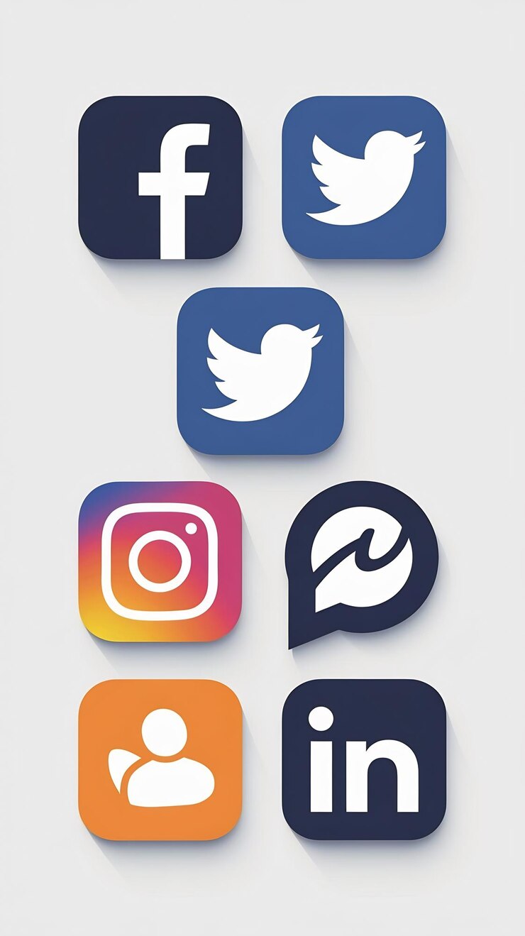 Photo facebook logo set social media icons isolated on white
