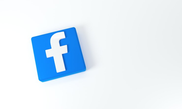 Photo 白い背景の上のテキストとグラフィックスのためのスペースを持つfacebookのロゴ。 3dレンダリング。