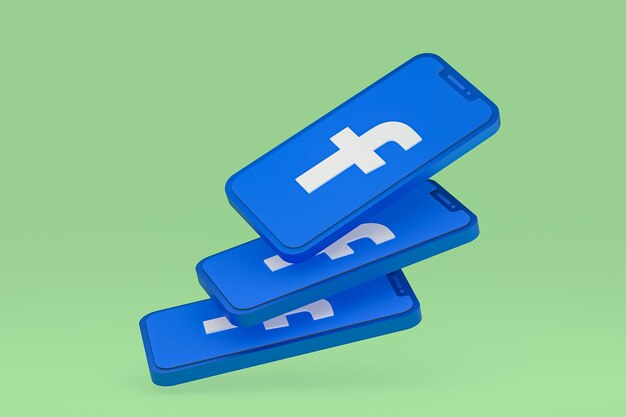 Facebook-pictogram op scherm mobiele telefoons 3d render