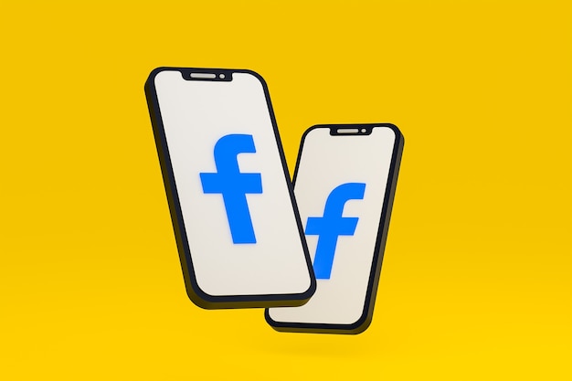 Facebook-pictogram op scherm smartphone of mobiele telefoon 3d render