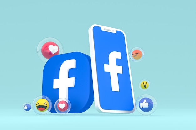 Facebook-pictogram op scherm smartphone of mobiele telefoon 3d render
