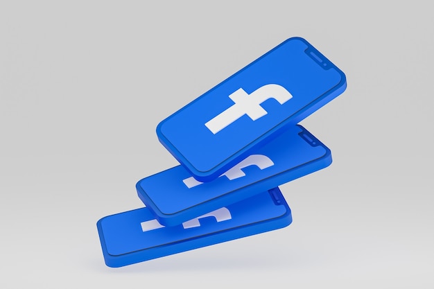 Facebook-pictogram op scherm smartphone of mobiele telefoon 3d render