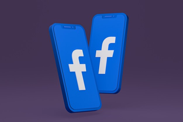 Facebook-pictogram op scherm smartphone of mobiele telefoon 3d render