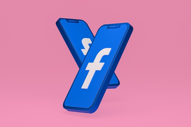 Facebook-pictogram op scherm smartphone of mobiele telefoon 3d render