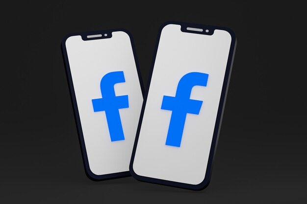 Facebook-pictogram op scherm smartphone of mobiele telefoon 3d render