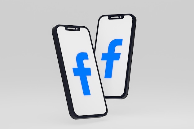 Facebook-pictogram op scherm smartphone of mobiele telefoon 3d render