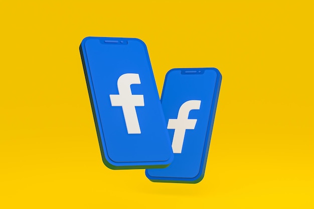 Facebook-pictogram op scherm smartphone of mobiele telefoon 3d render