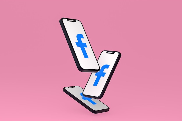 Facebook-pictogram op scherm smartphone of mobiele telefoon 3d render