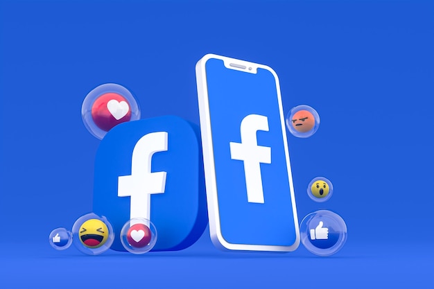 Facebook-pictogram op scherm smartphone of mobiele telefoon 3d render