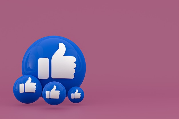 Facebook reacties emoji 3d render, social media ballon symbool met facebook iconen patroon