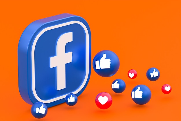 Facebook-reacties emoji 3d render, social media-symbool