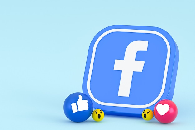 Facebook-reacties emoji 3d render, social media-symbool