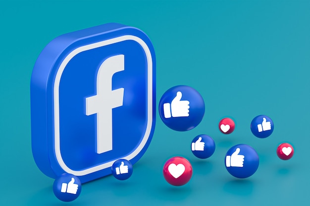 Facebook-reacties emoji 3d render, social media-symbool