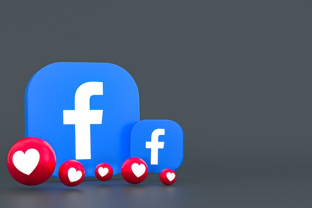 Facebook-reacties emoji renderen, social media ballonsymbool met facebook pictogrammen patroon