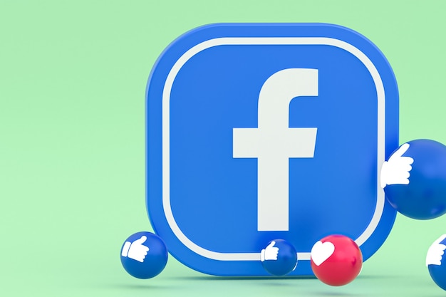 Foto facebook reazioni emoji 3d rendering, simbolo dei social media