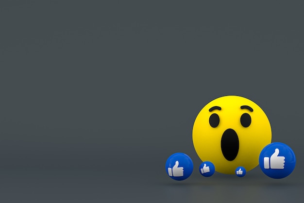Рендеринг смайликов реакции facebook, символ воздушного шара социальных сетей с рисунком значков facebook
